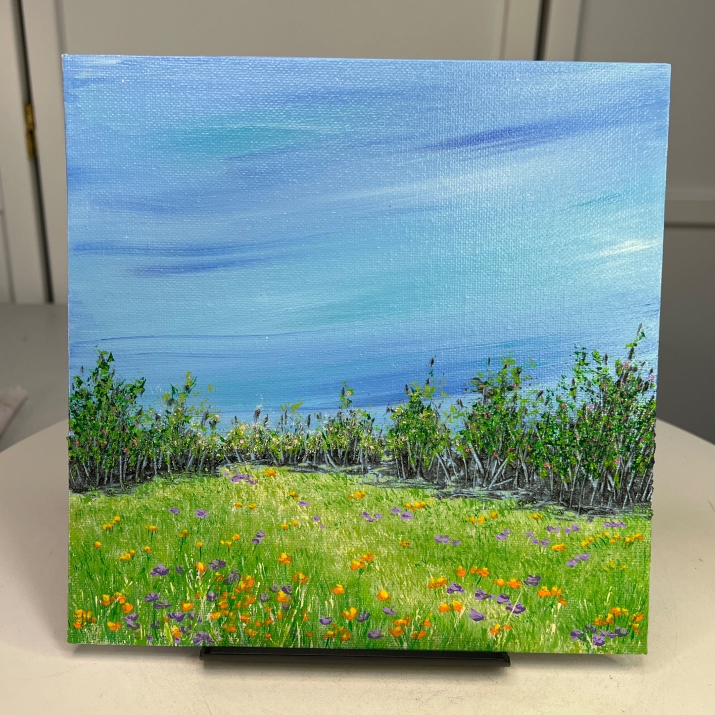 A Walk In The Park Acrylic Painting 8" x 8" Unframed Nature Themed Wall Art