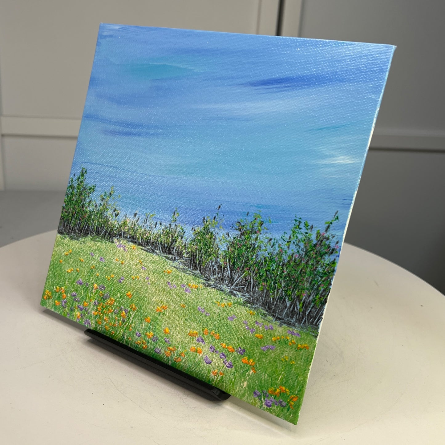 A Walk In The Park Acrylic Painting 8" x 8" Unframed Nature Themed Wall Art