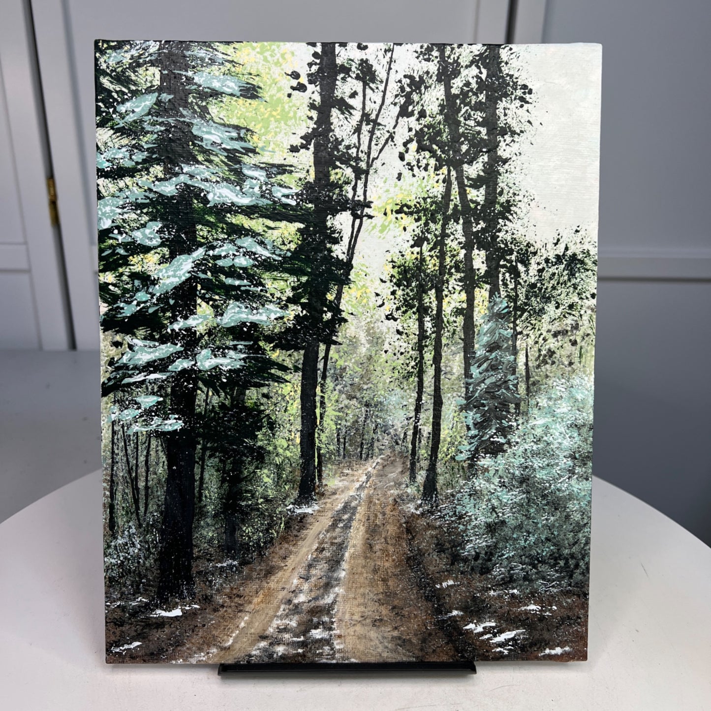 Wintery Day Winter Theme Acrylic Painting 8 X 10" Nature Wall Art Unframed