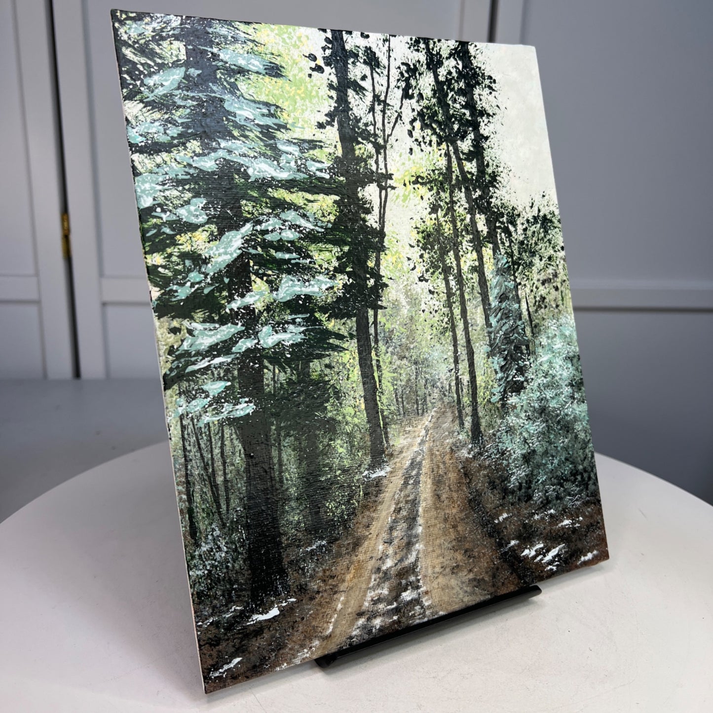 Wintery Day Winter Theme Acrylic Painting 8 X 10" Nature Wall Art Unframed