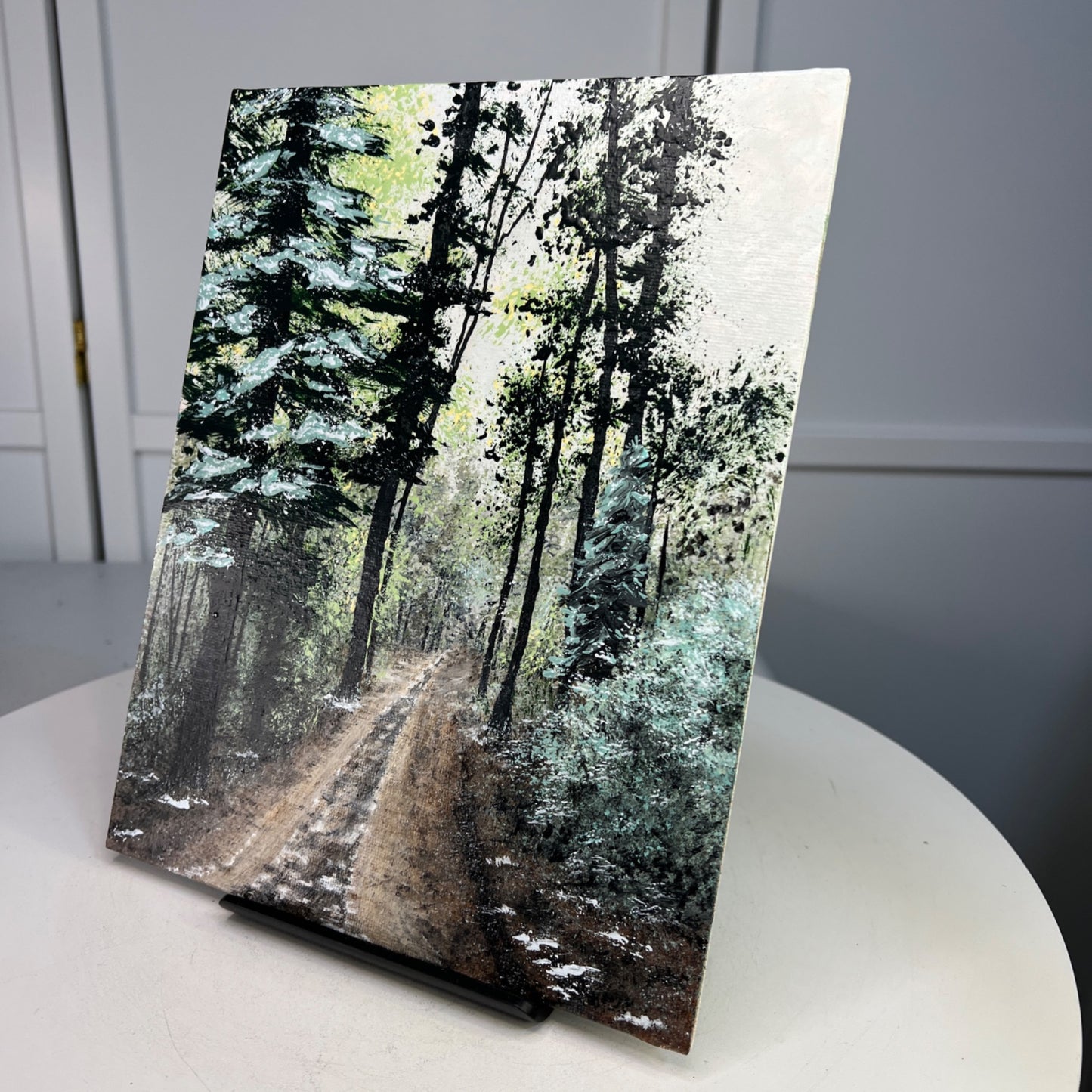 Wintery Day Winter Theme Acrylic Painting 8 X 10" Nature Wall Art Unframed