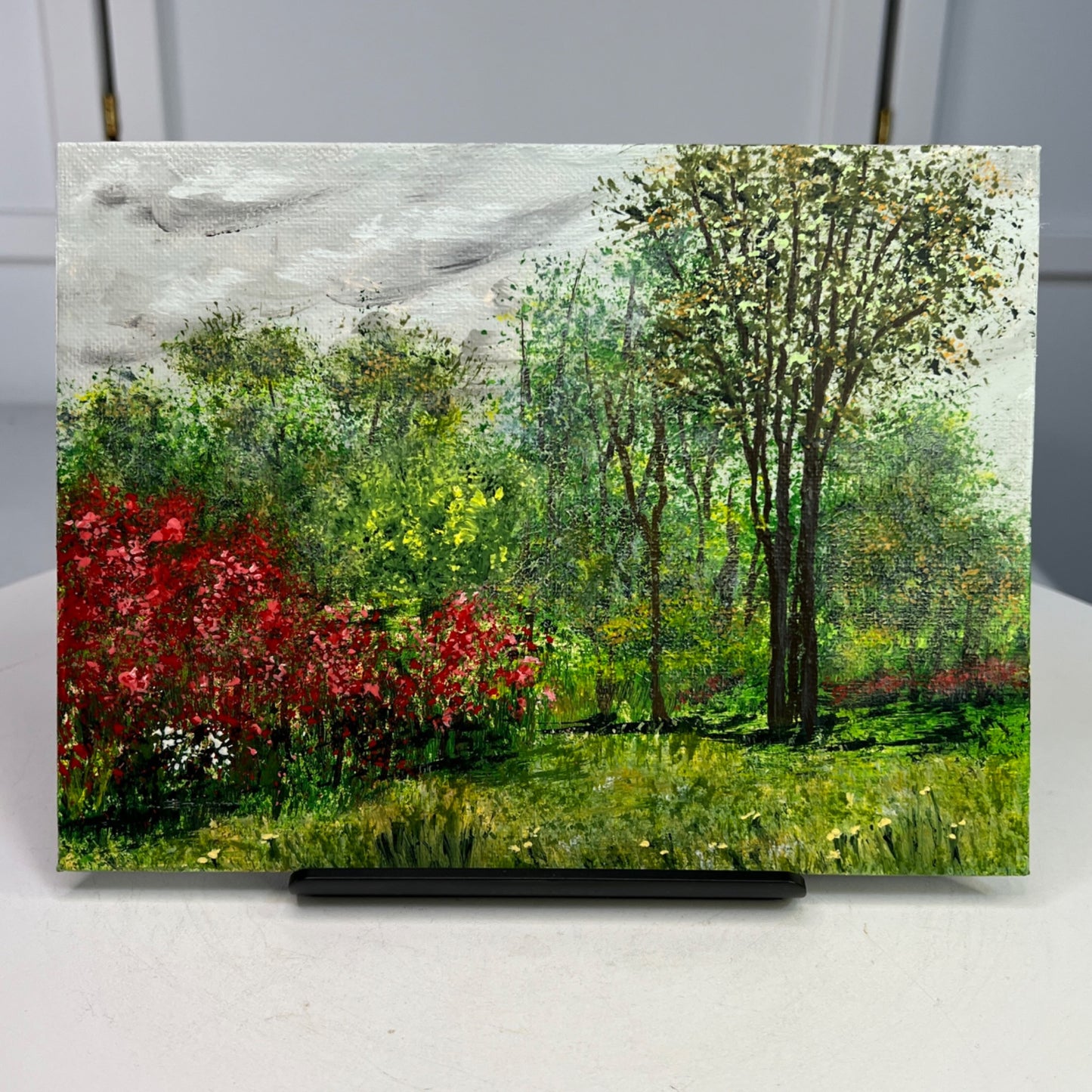 Nature Holds The Key Acrylic Landscape Painting 6" X 8" Wall Art Unframed