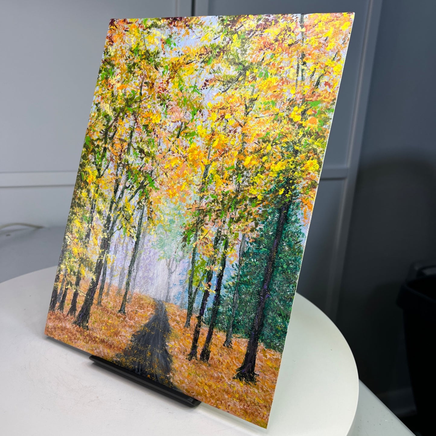 Falling Into Autumn 9x12 Acrylic Painting Fall Theme Landscape Artwork Unframed