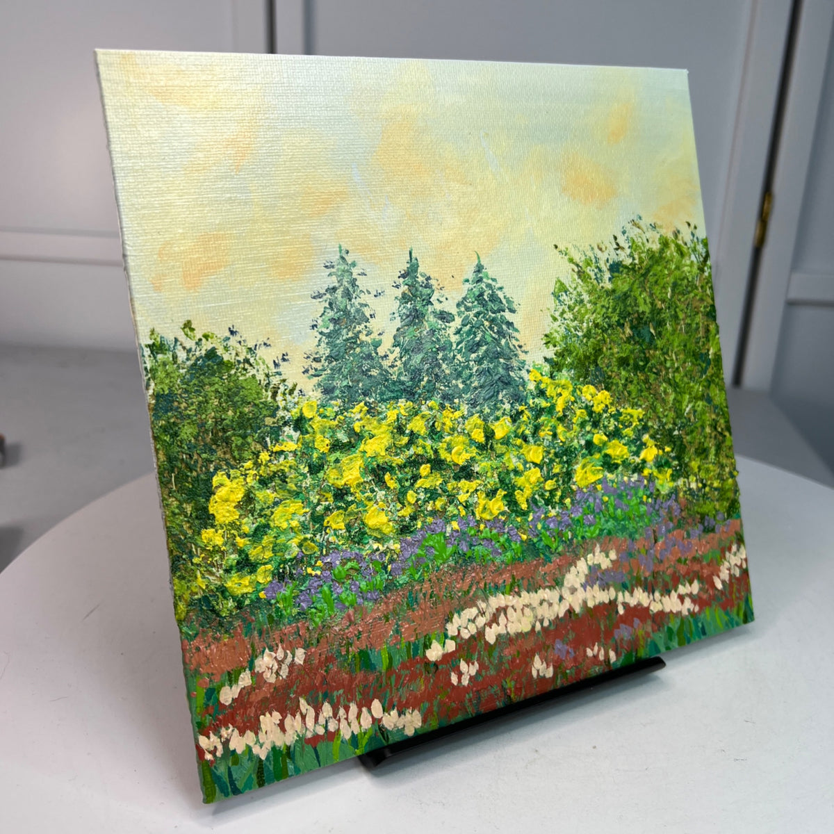 Nature's Bounty 8" x 8" Acrylic Original Painting Wall Art Mixed Media Decor