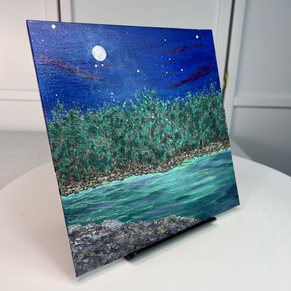 Moonlit 8x8 Original Acrylic Painting, Original Wall Art Decor - Unframed