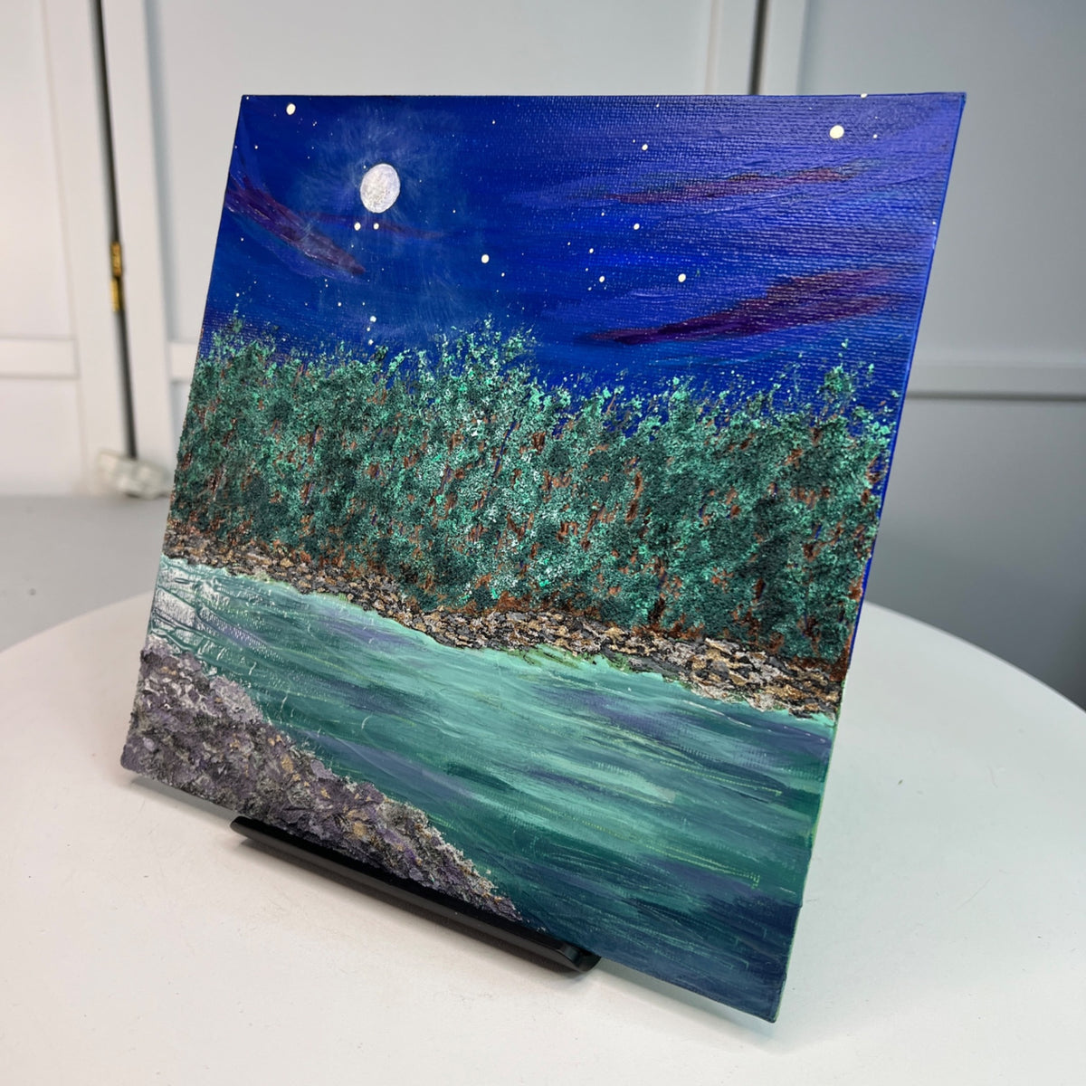 Moonlit 8x8 Original Acrylic Painting, Original Wall Art Decor - Unframed