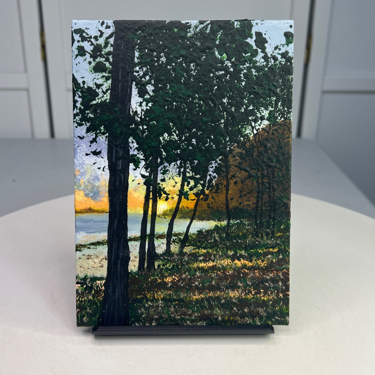 Evening Falls Nature Theme Acrylic Painting 5" X 7" Wall Art Decor Unframed