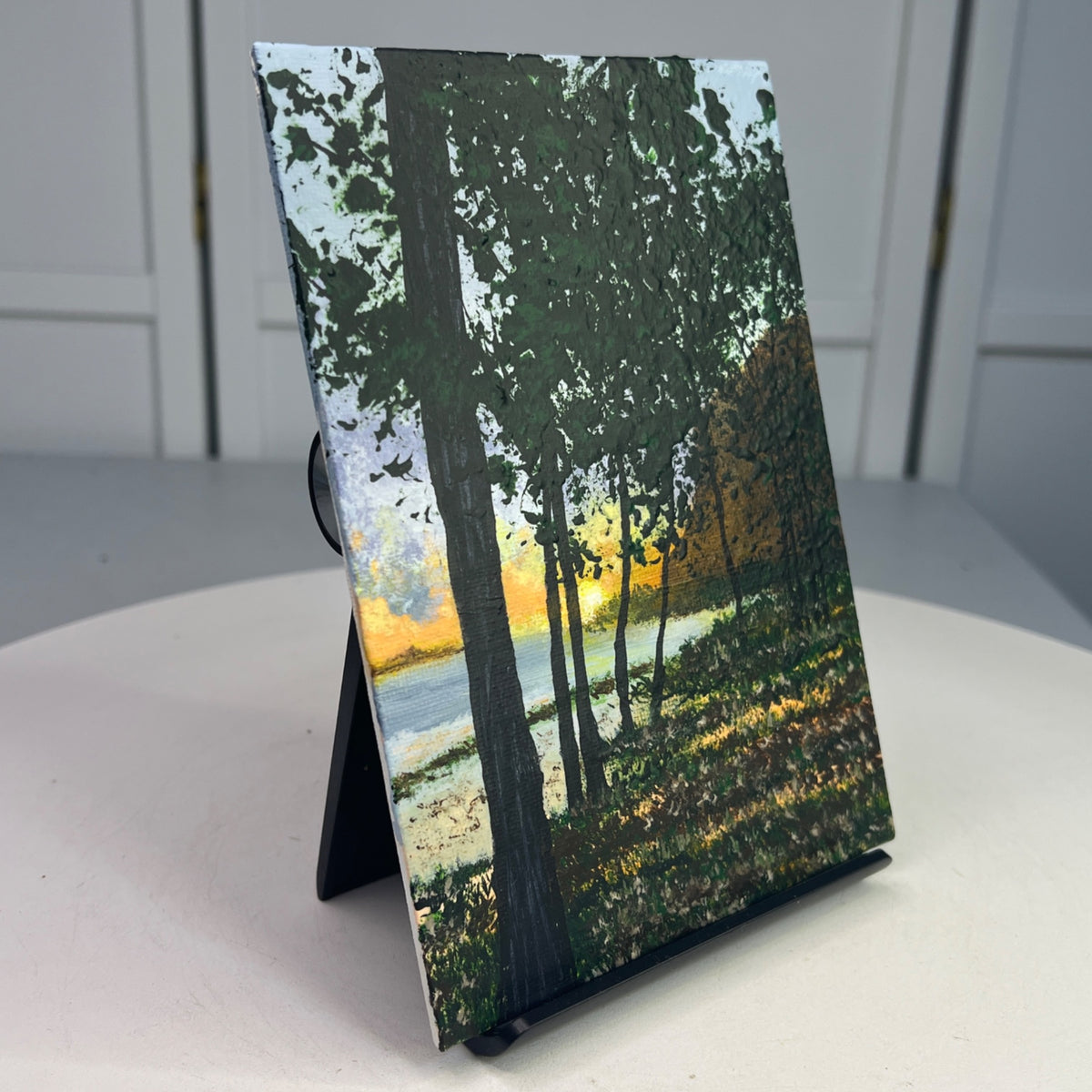 Evening Falls Nature Theme Acrylic Painting 5" X 7" Wall Art Decor Unframed