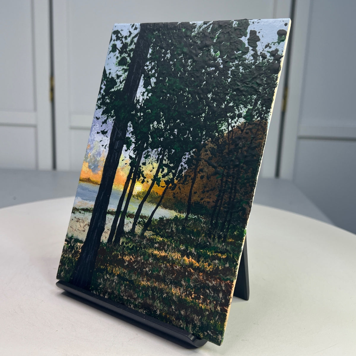 Evening Falls Nature Theme Acrylic Painting 5" X 7" Wall Art Decor Unframed