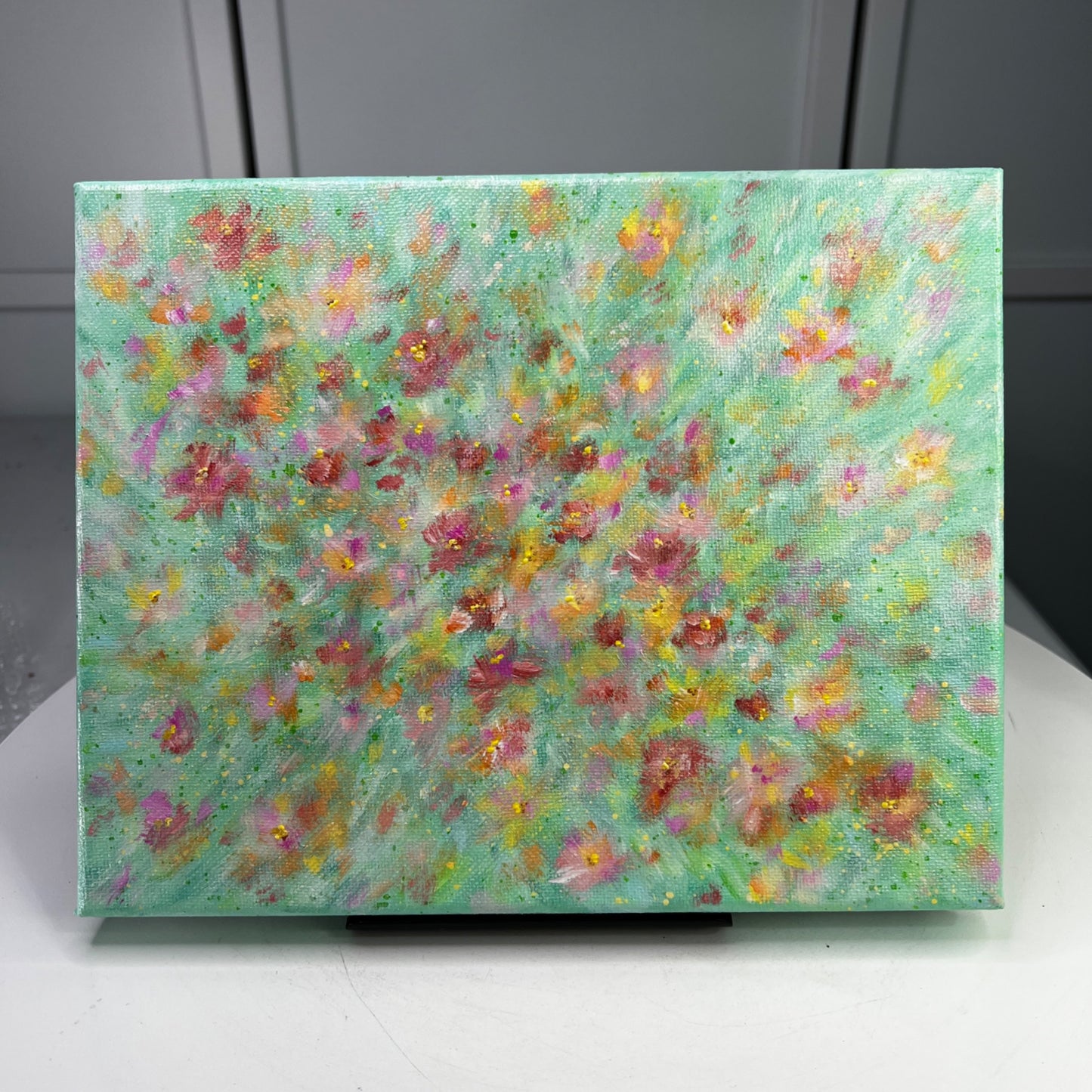 Flowering 6 Original Acrylic Floral Painting On Stretched Canvas 8x10" Wall Art