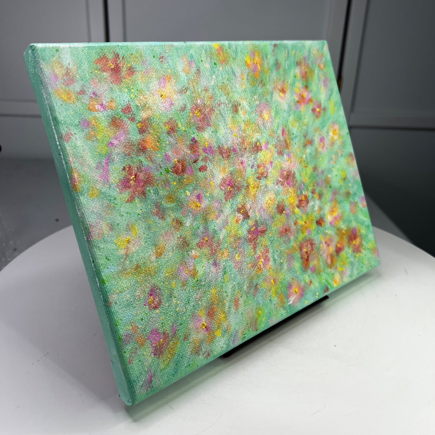 Flowering 6 Original Acrylic Floral Painting On Stretched Canvas 8x10" Wall Art