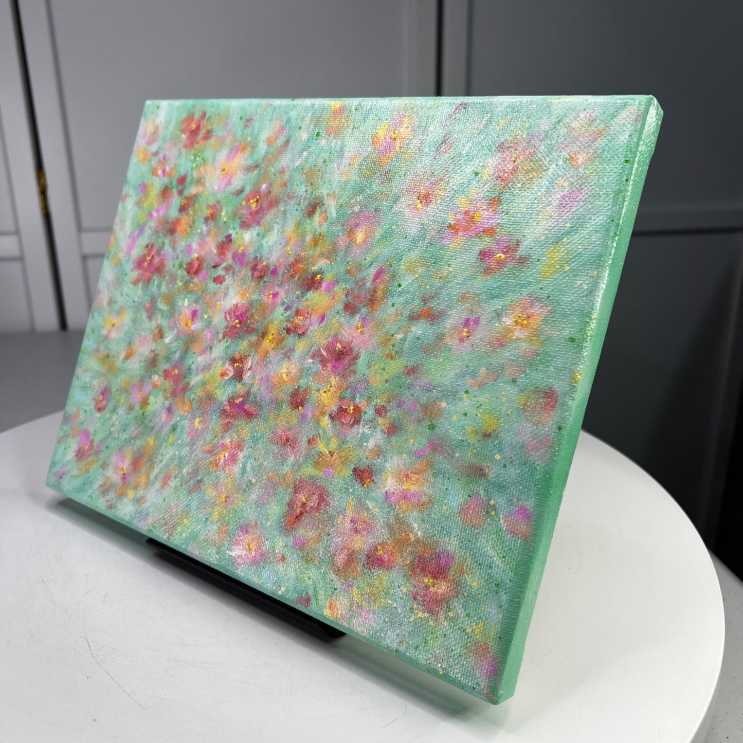 Flowering 6 Original Acrylic Floral Painting On Stretched Canvas 8x10" Wall Art