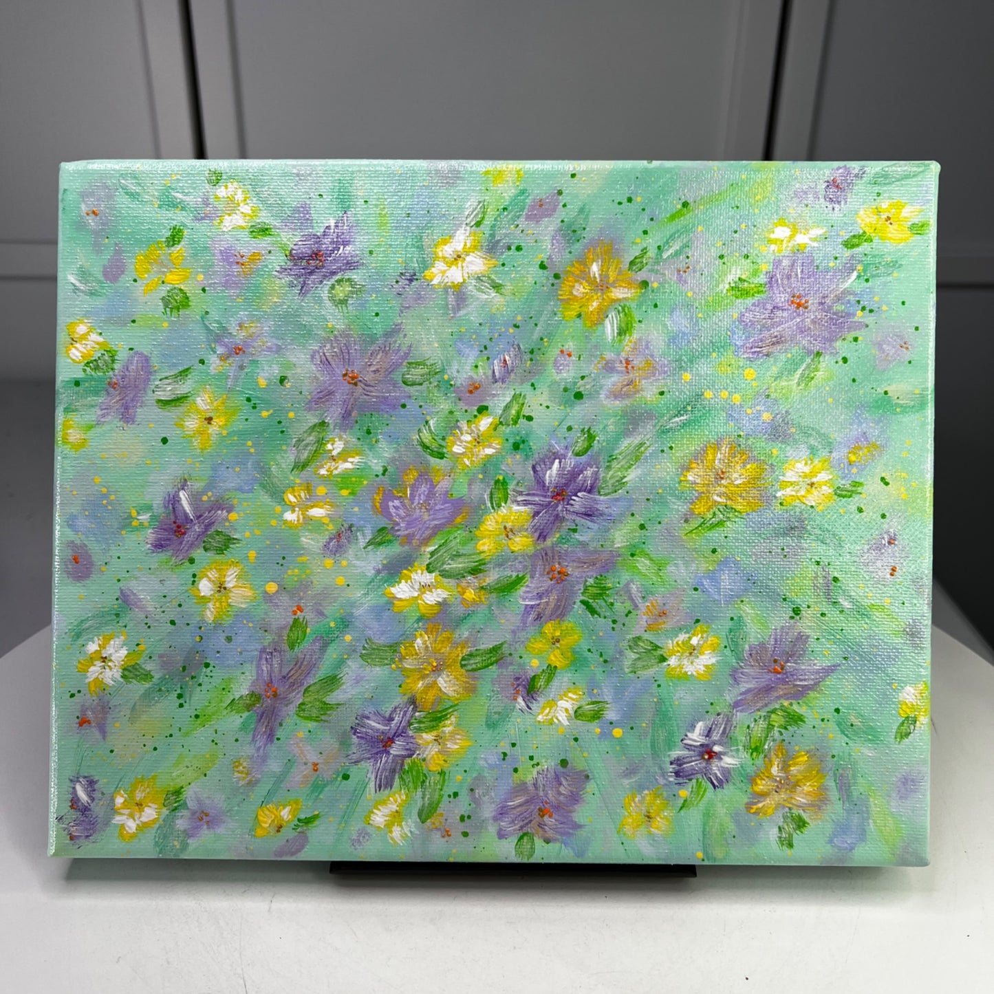 Flowering 7 Floral Wall Art 8" x 10" Acrylic Painting On Stretched Canvas