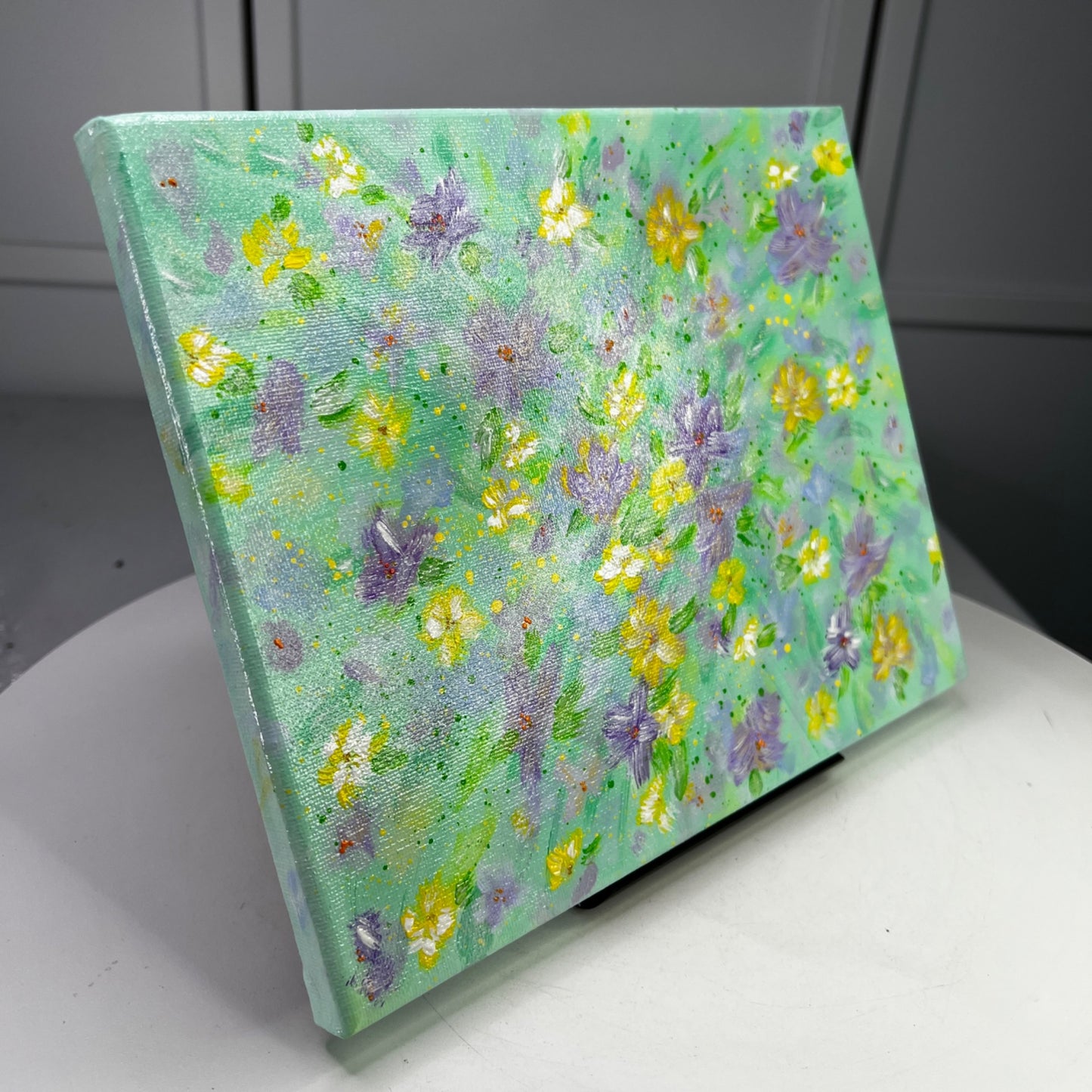 Flowering 7 Floral Wall Art 8" x 10" Acrylic Painting On Stretched Canvas
