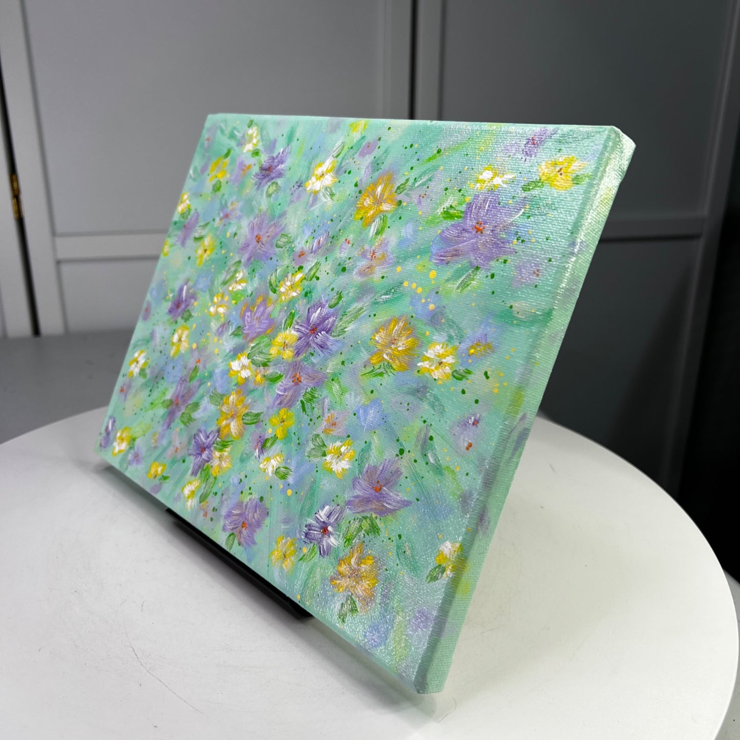 Flowering 7 Floral Wall Art 8" x 10" Acrylic Painting On Stretched Canvas