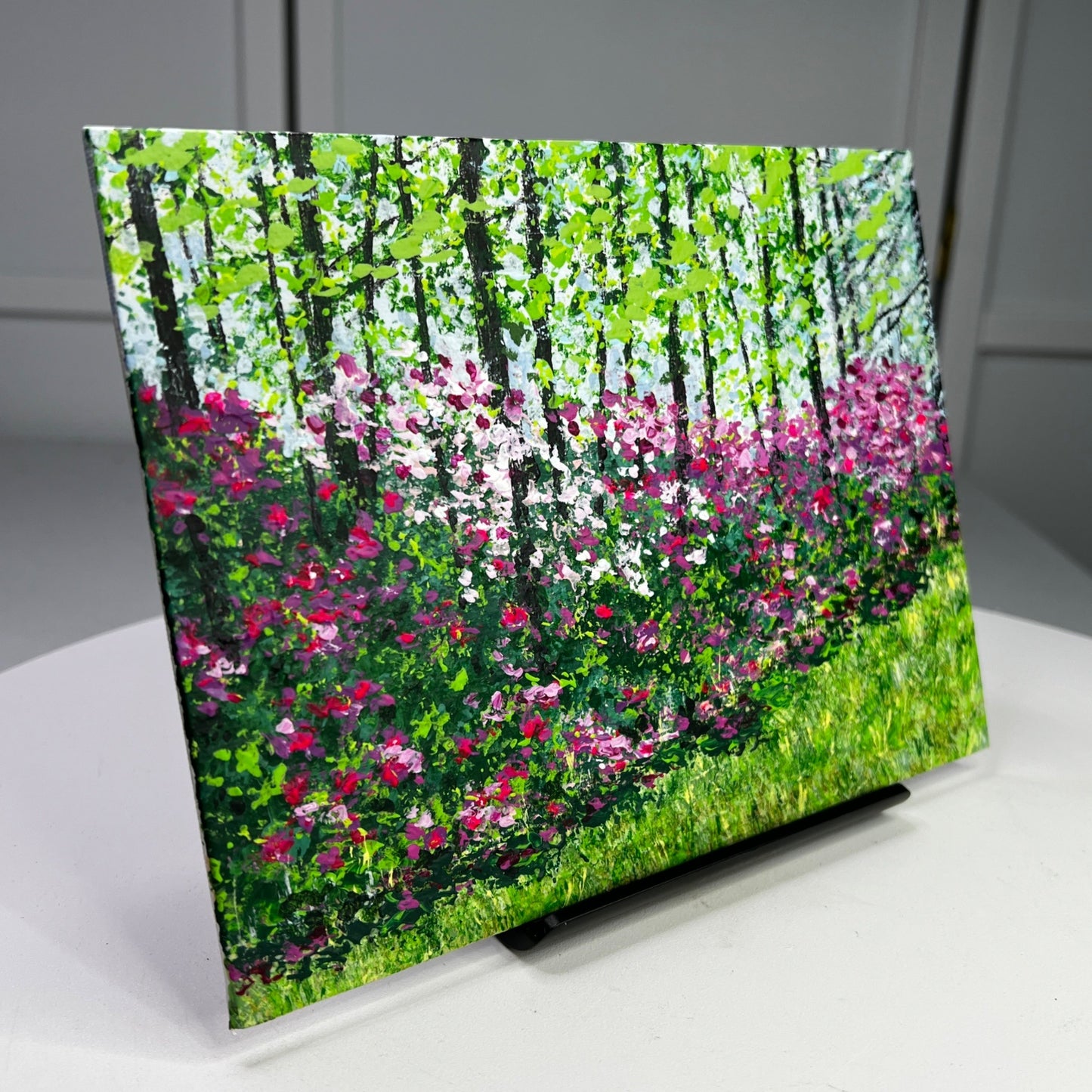 Flower Falls Vibrant Forest & Floral Design Acrylic Painting Unframed 6" x 8"