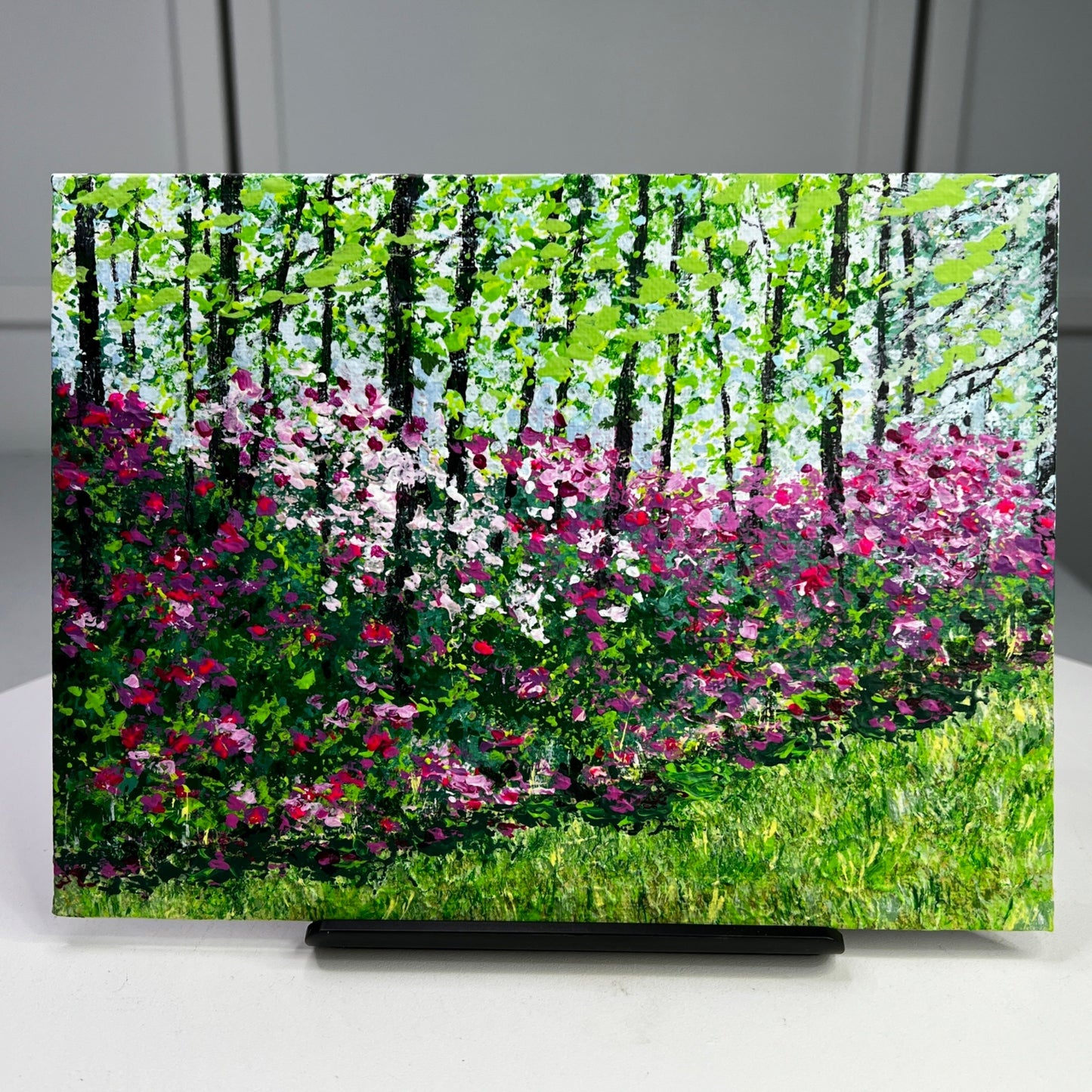 Flower Falls Vibrant Forest & Floral Design Acrylic Painting Unframed 6" x 8"