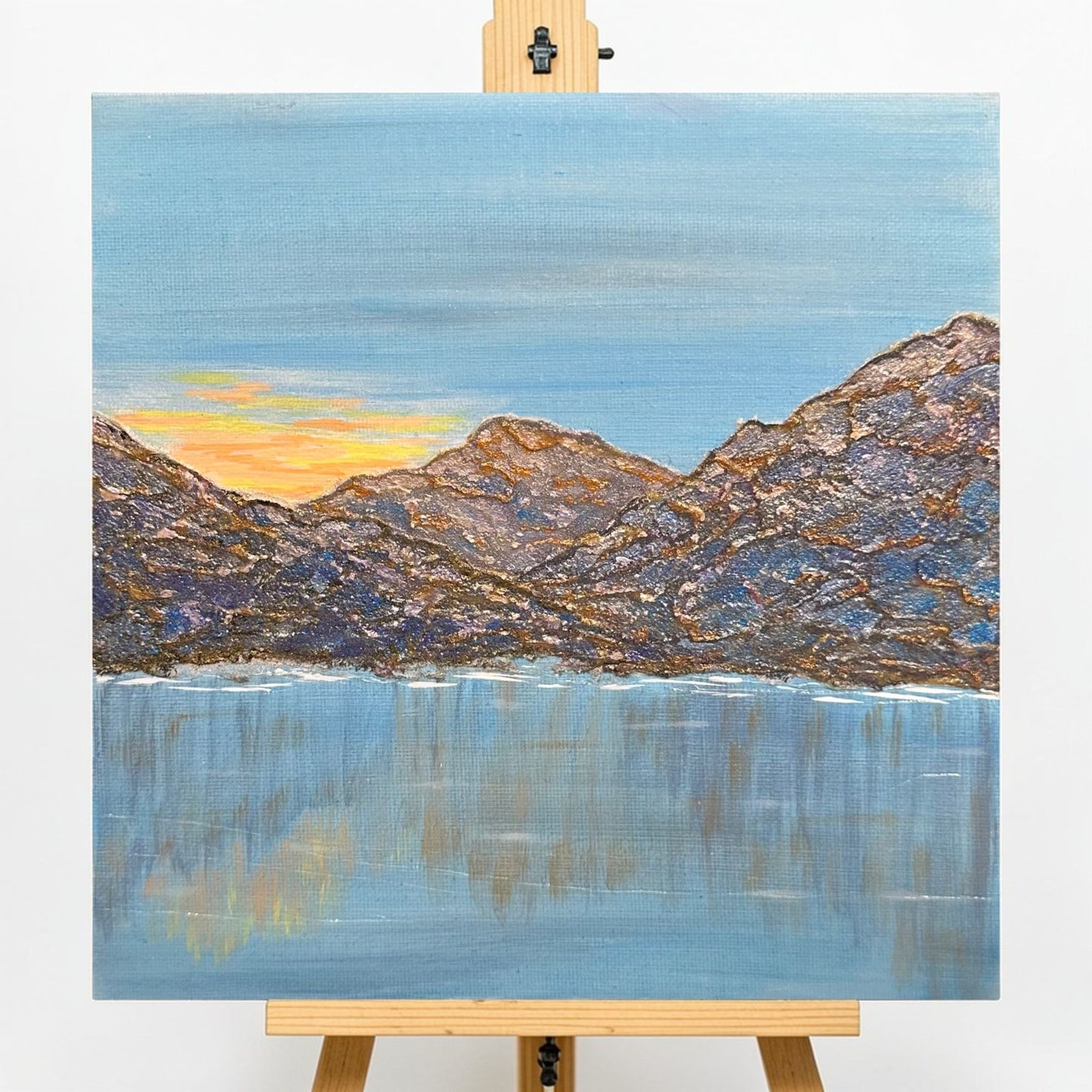 Mountain Sunrise Acrylic Painting 8"x8" Original Landscape Wall Art