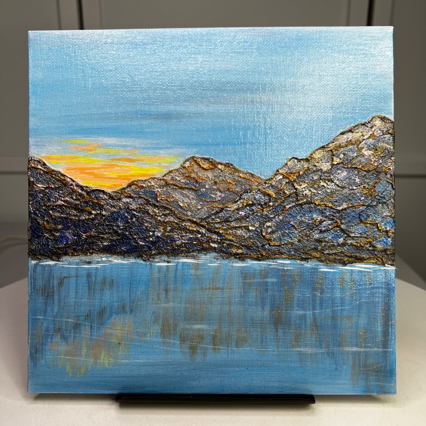 Mountain Sunrise Acrylic Painting 8"x8" Original Landscape Wall Art