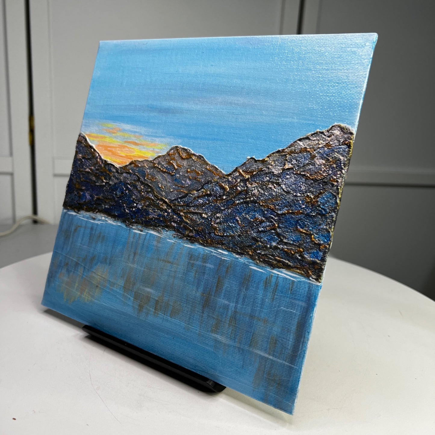 Mountain Sunrise Acrylic Painting 8"x8" Original Landscape Wall Art
