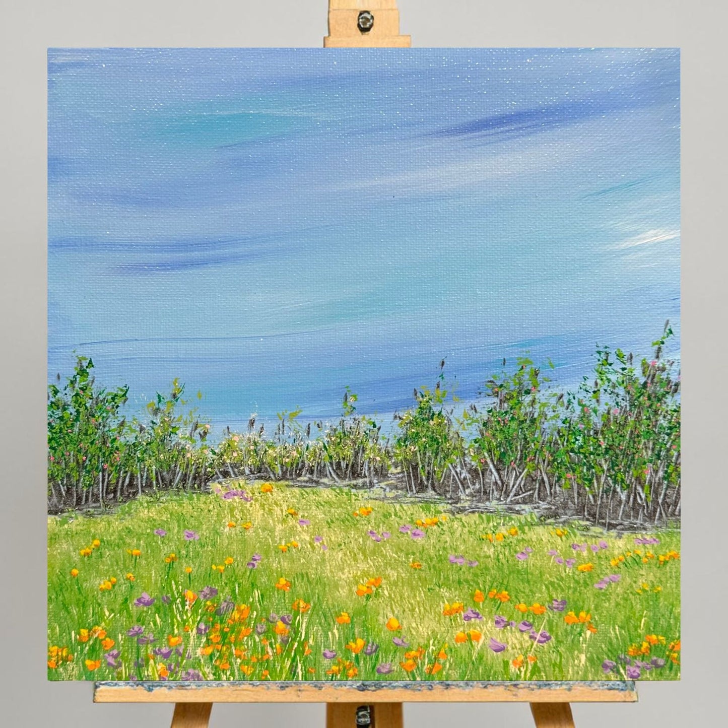 A Walk In The Park Acrylic Painting 8" x 8" Unframed Nature Themed Wall Art