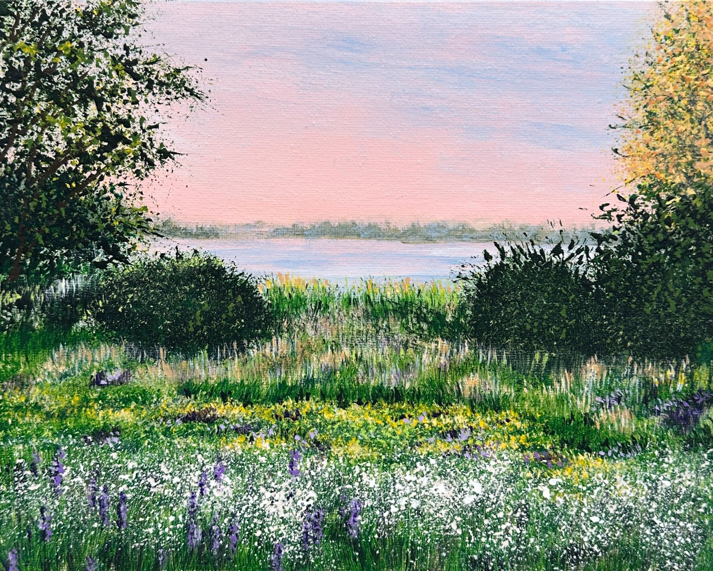 Break Of Dawn 8"x10" Original Acrylic Landscape Painting Nature Wall Art