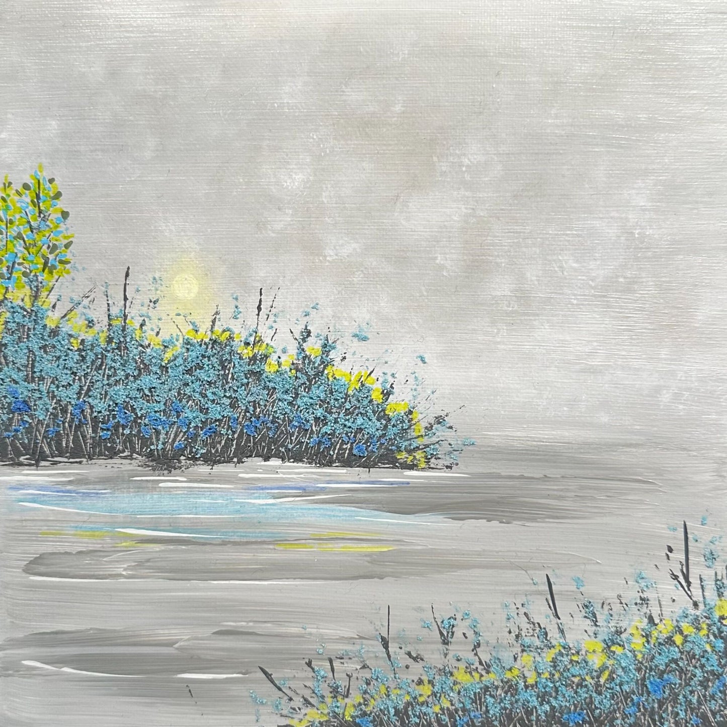 Daydreams Acrylic Landscape Painting On Canvas 8" X 8" Original Artwork Unframed