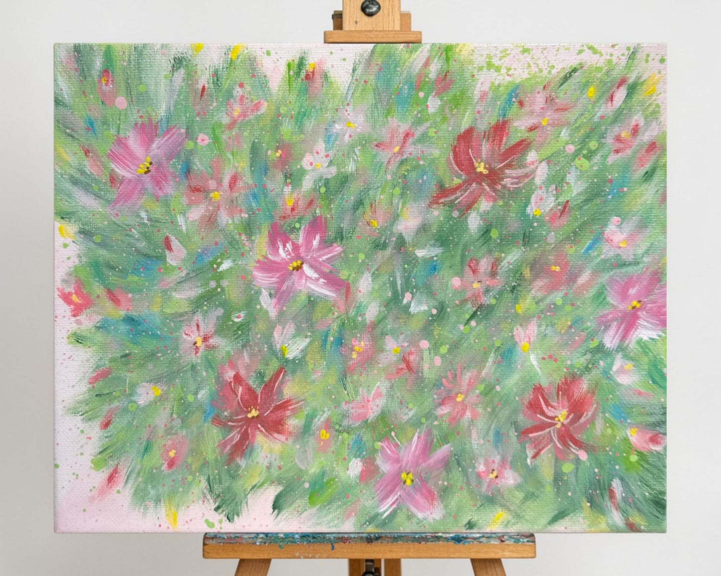 Flowering 2 Original Acrylic Painting Floral Wall Art On 8x10 Stretched Canvas