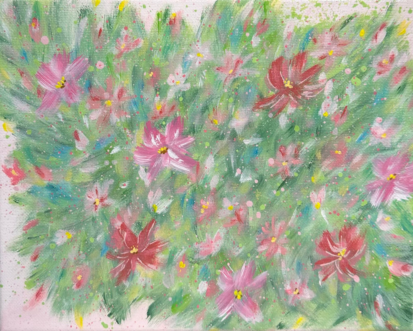 Flowering 2 Original Acrylic Painting Floral Wall Art On 8x10 Stretched Canvas