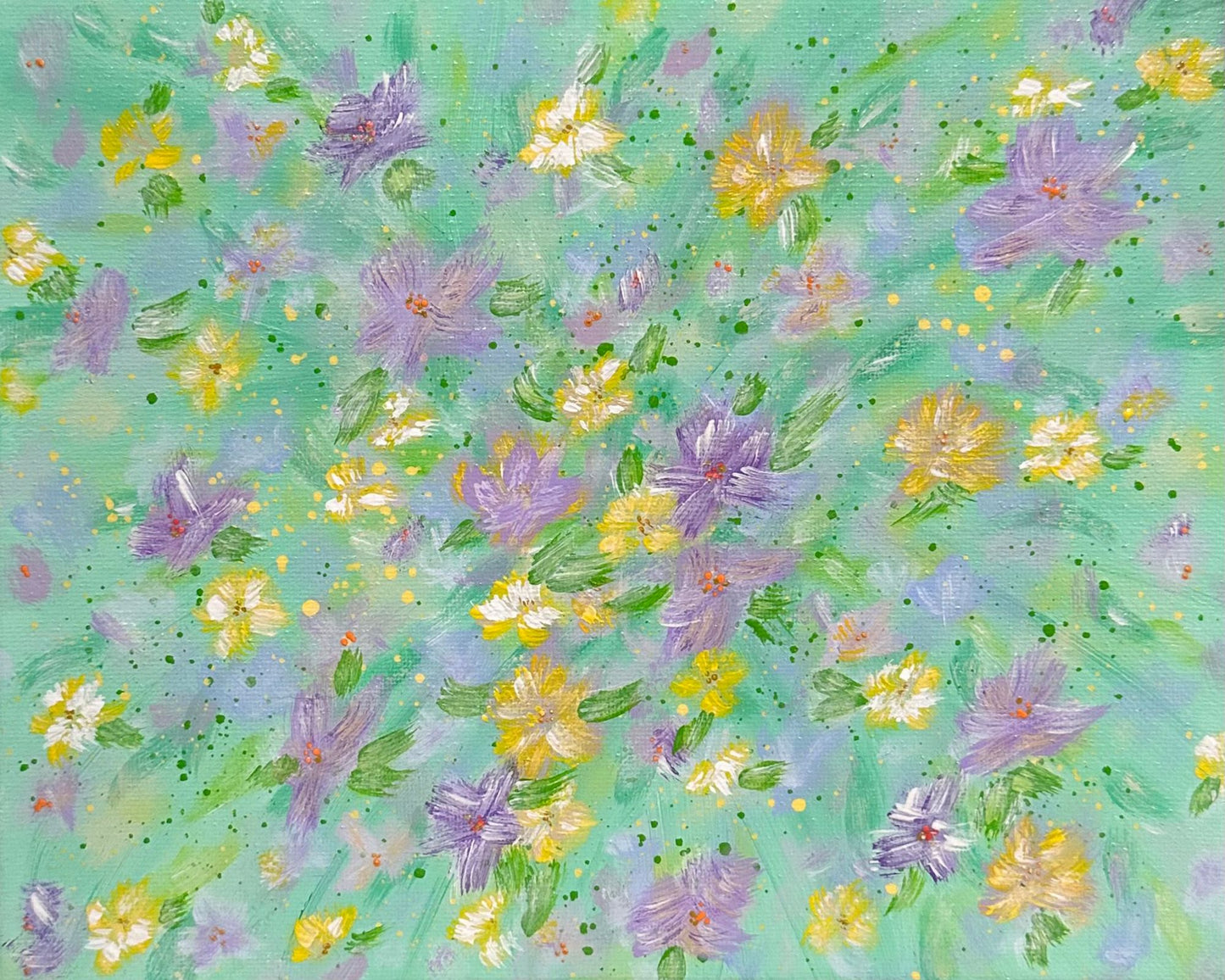 Flowering 7 Floral Wall Art 8" x 10" Acrylic Painting On Stretched Canvas
