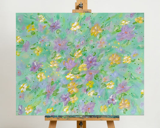 Flowering 7 Floral Wall Art 8" x 10" Acrylic Painting On Stretched Canvas