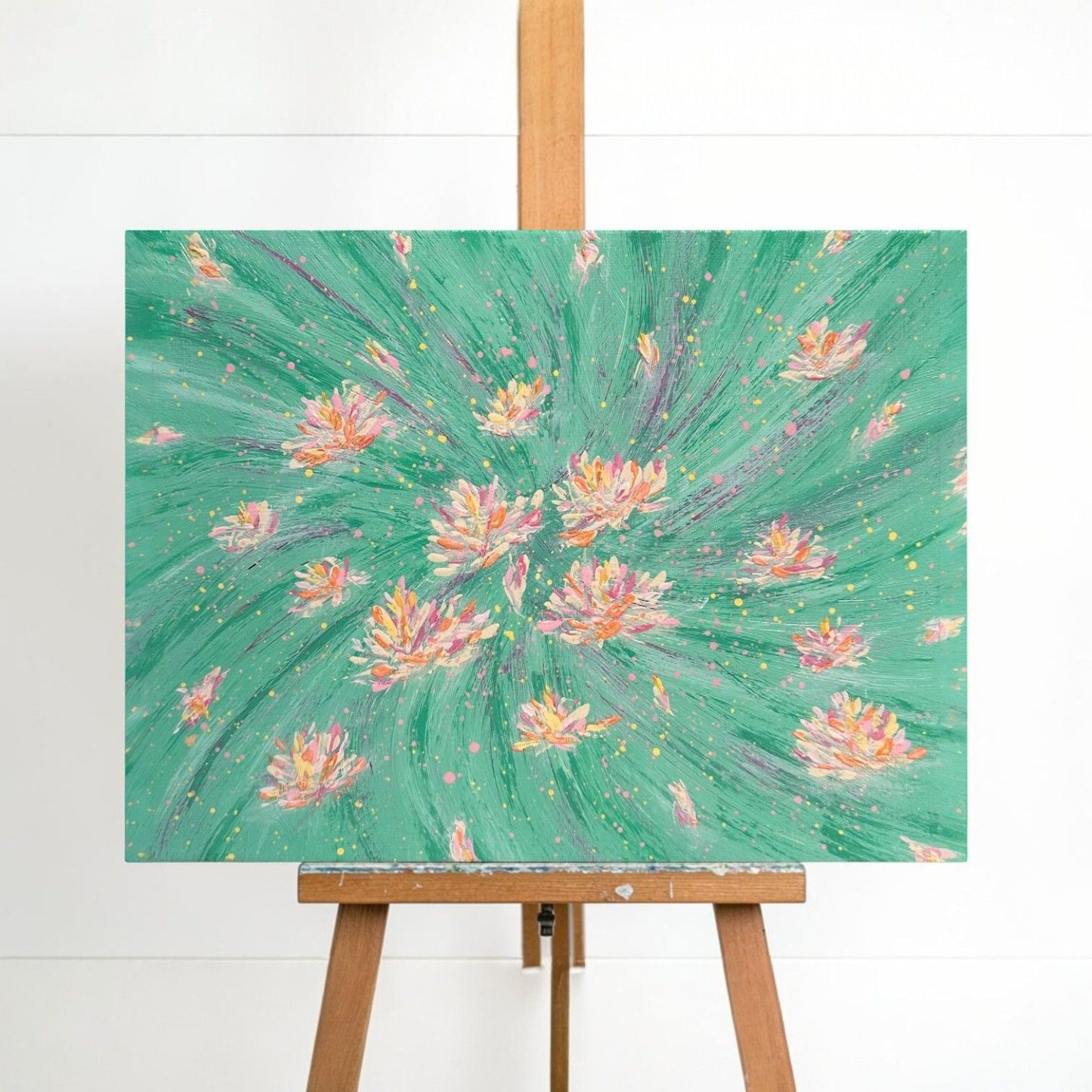 Flowering 9 Stretched Canvas Original Acrylic 8" x 10" Painting Floral Wall Art
