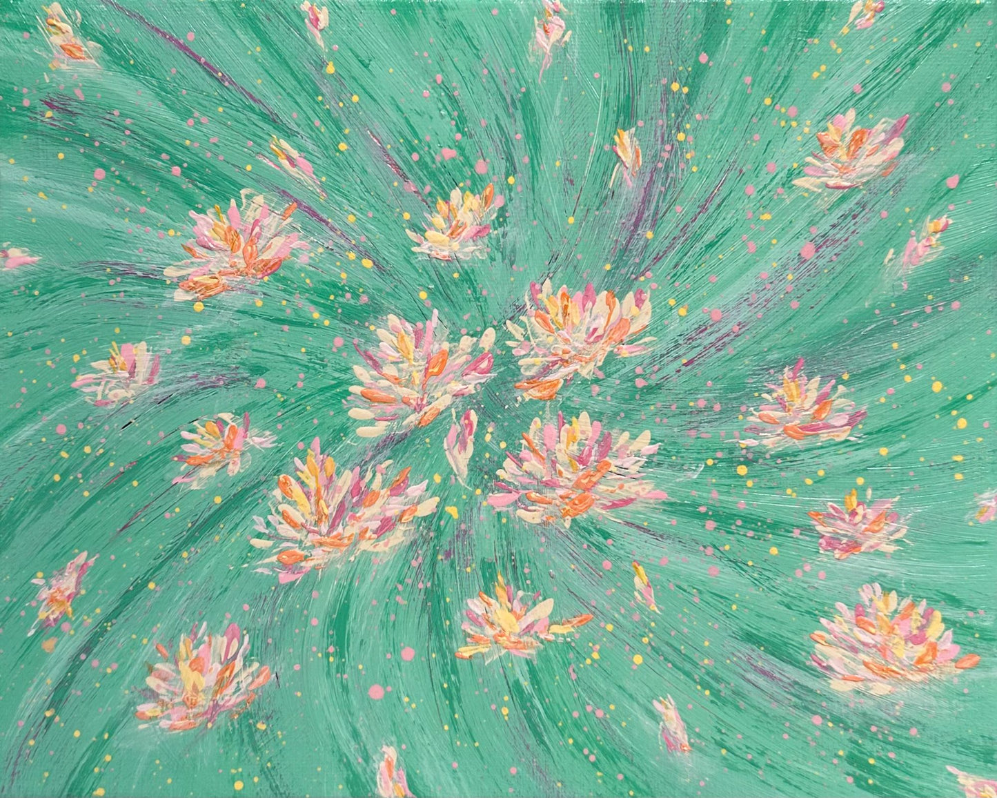 Flowering 9 Stretched Canvas Original Acrylic 8" x 10" Painting Floral Wall Art