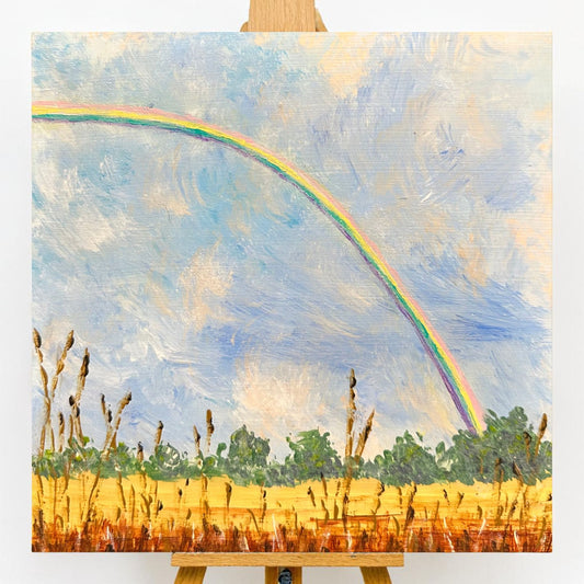 Follow Every Rainbow Original 6" x 6" Acrylic Painting Nature Theme Wall Art