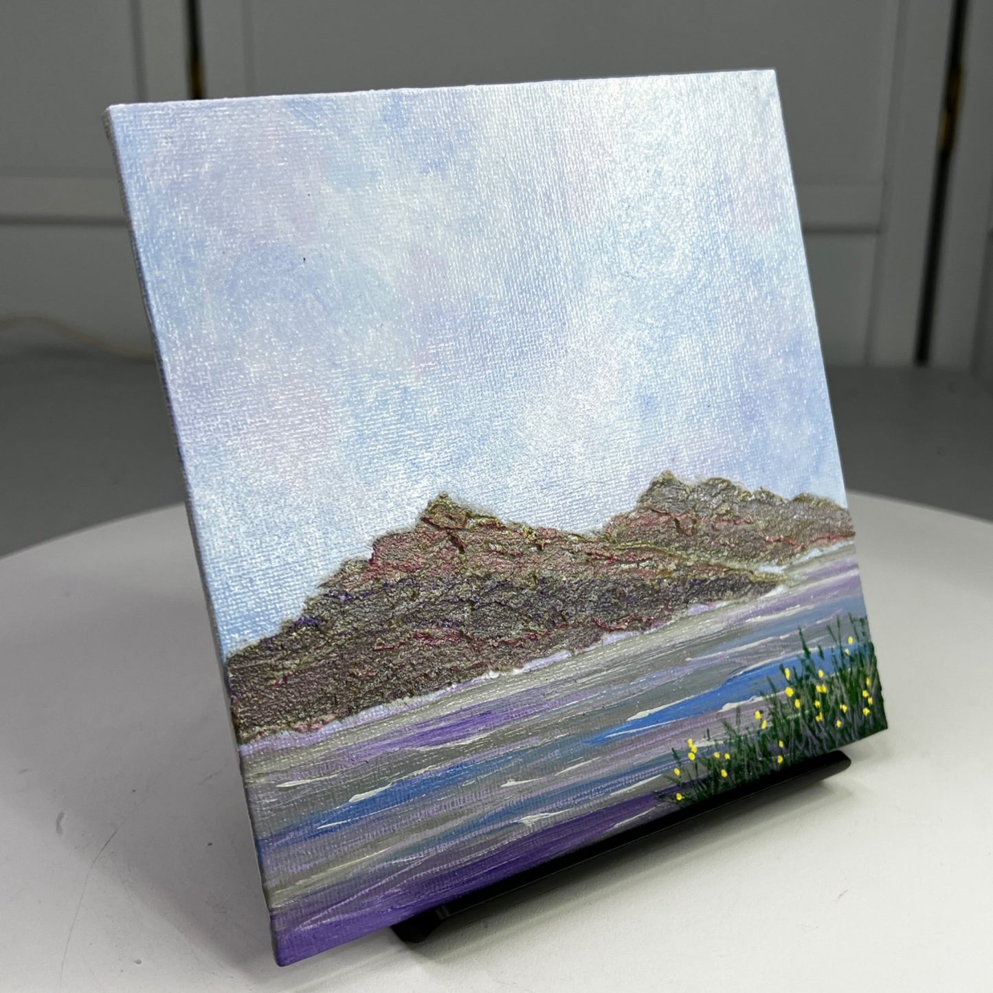 The Mountains Are Calling Original Acrylic Painting 6"x6" Mountain Scenery