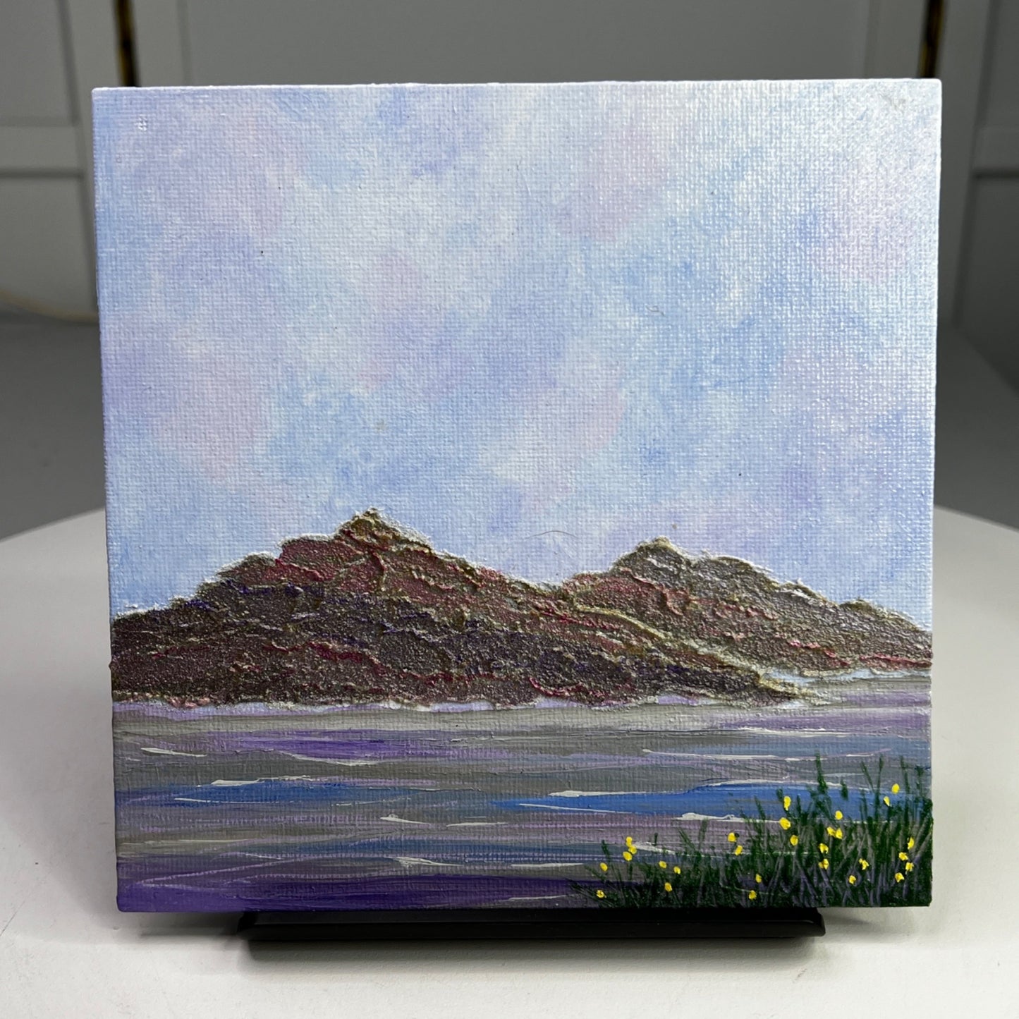 The Mountains Are Calling Original Acrylic Painting 6"x6" Mountain Scenery