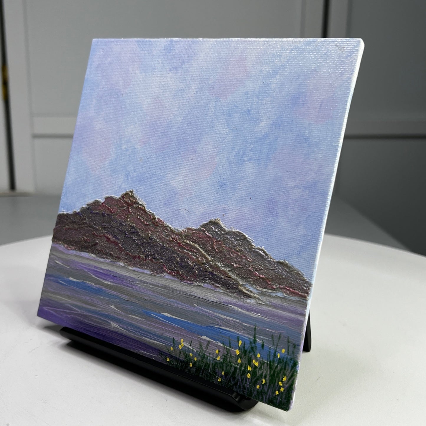 The Mountains Are Calling Original Acrylic Painting 6"x6" Mountain Scenery