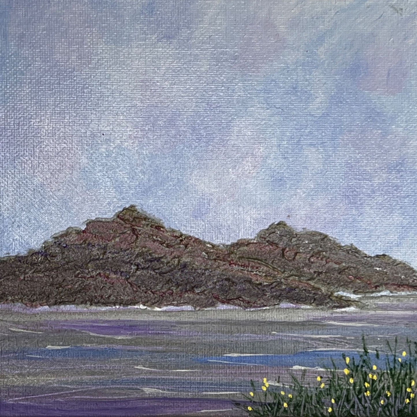 The Mountains Are Calling Original Acrylic Painting 6"x6" Mountain Scenery