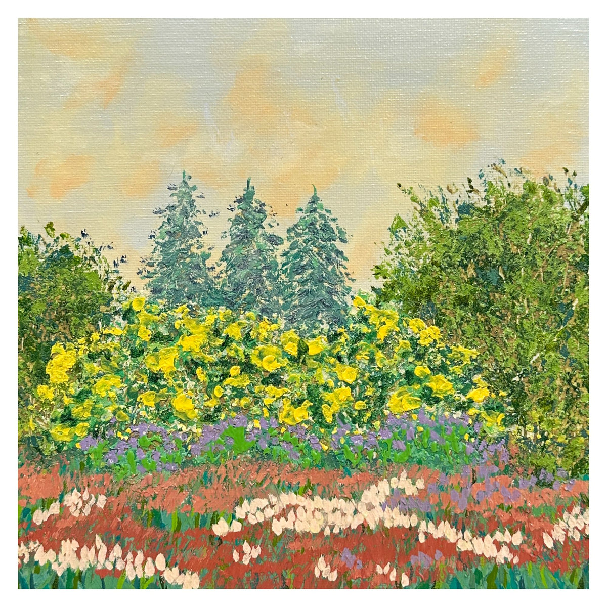 Nature's Bounty 8" x 8" Acrylic Original Painting Wall Art Mixed Media Decor