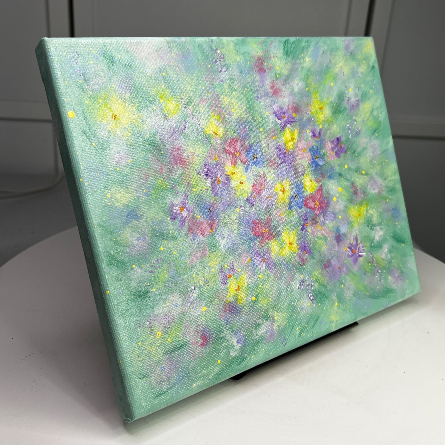 Flowering 4 Floral Wall Art Acrylic Painting On 8" x 10" Stretched Canvas