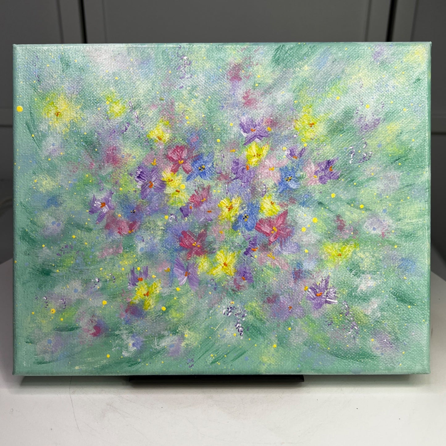 Flowering 4 Floral Wall Art Acrylic Painting On 8" x 10" Stretched Canvas