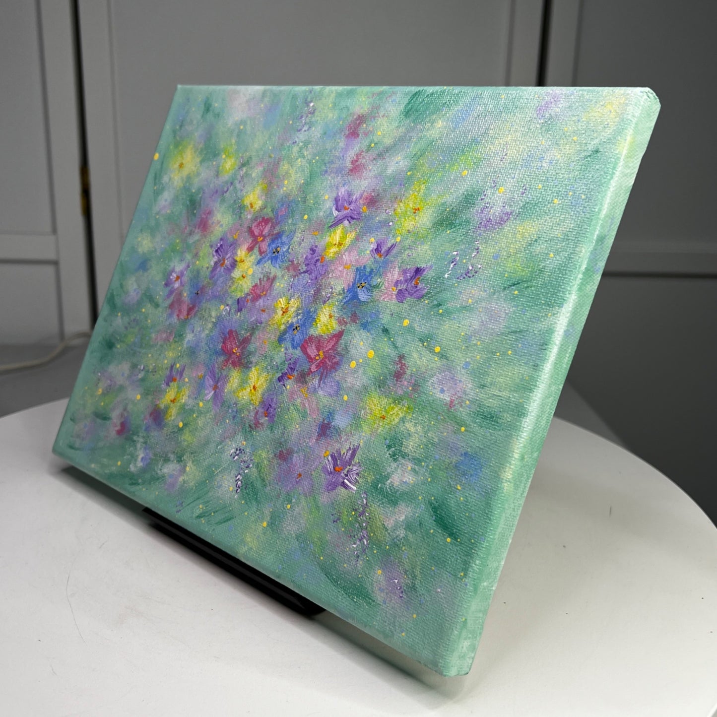 Flowering 4 Floral Wall Art Acrylic Painting On 8" x 10" Stretched Canvas