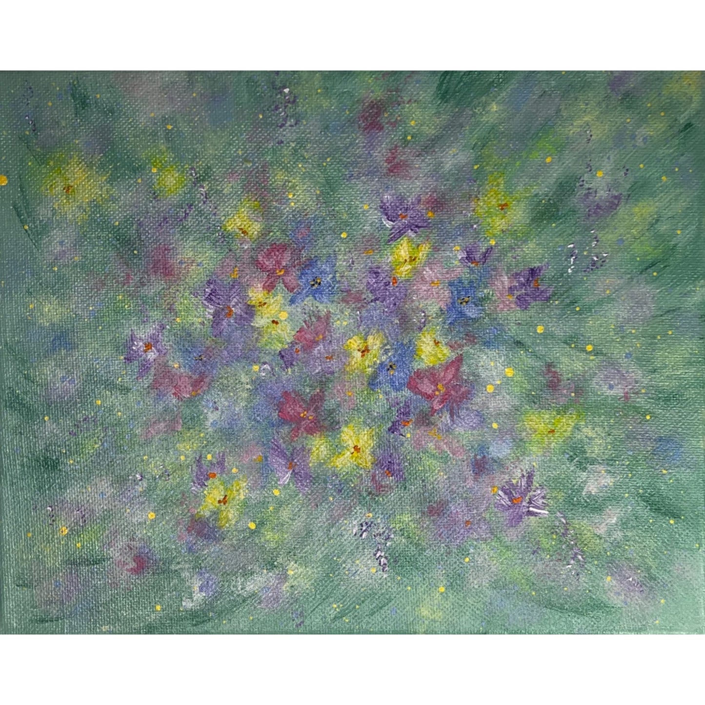 Flowering 4 Floral Wall Art Acrylic Painting On 8" x 10" Stretched Canvas