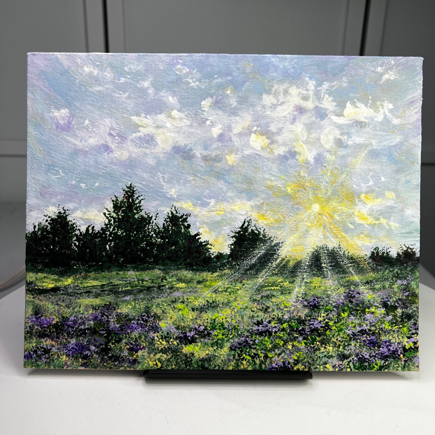Field Of Light 8" x 10" Original Acrylic Landscape Painting Unframed Artwork