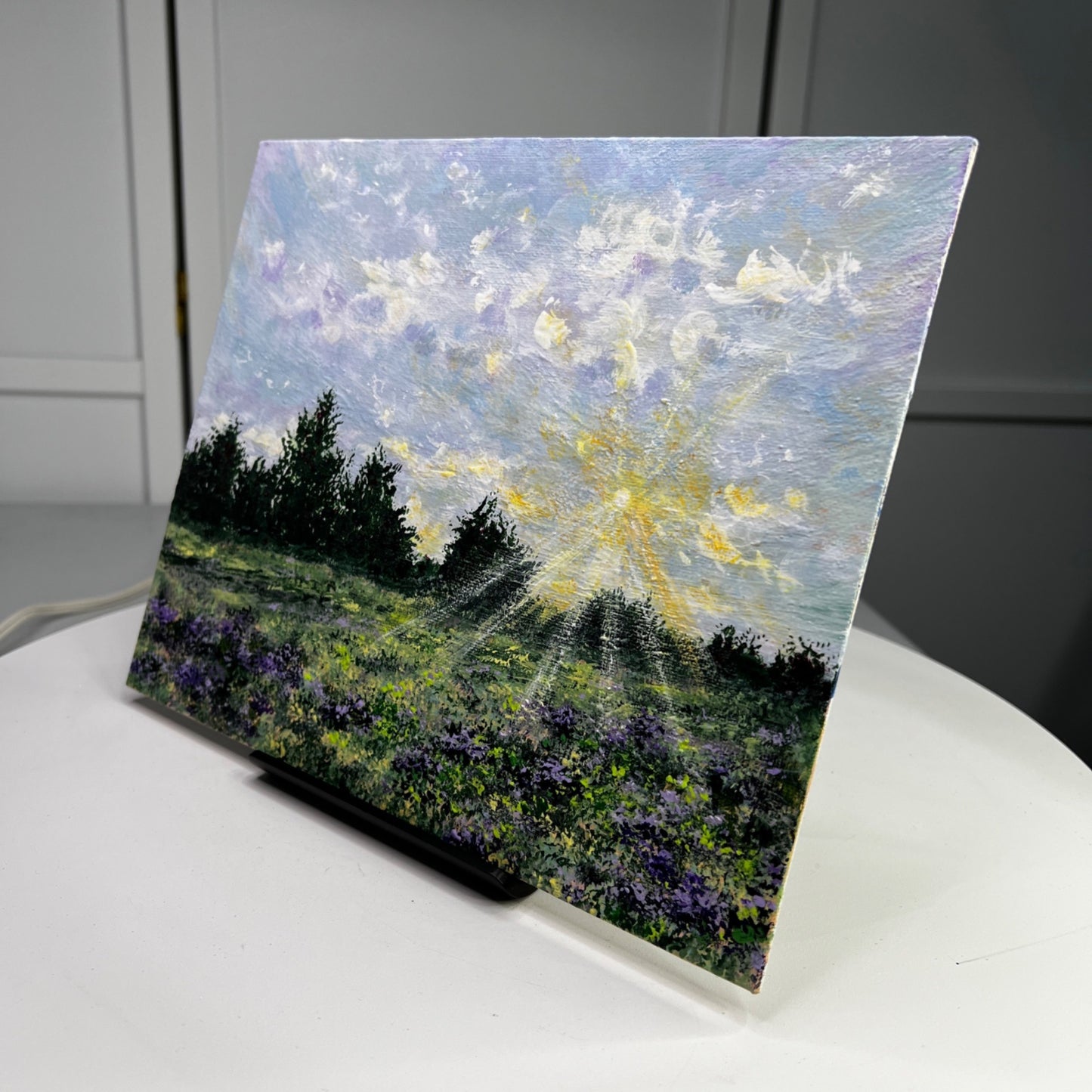 Field Of Light 8" x 10" Original Acrylic Landscape Painting Unframed Artwork