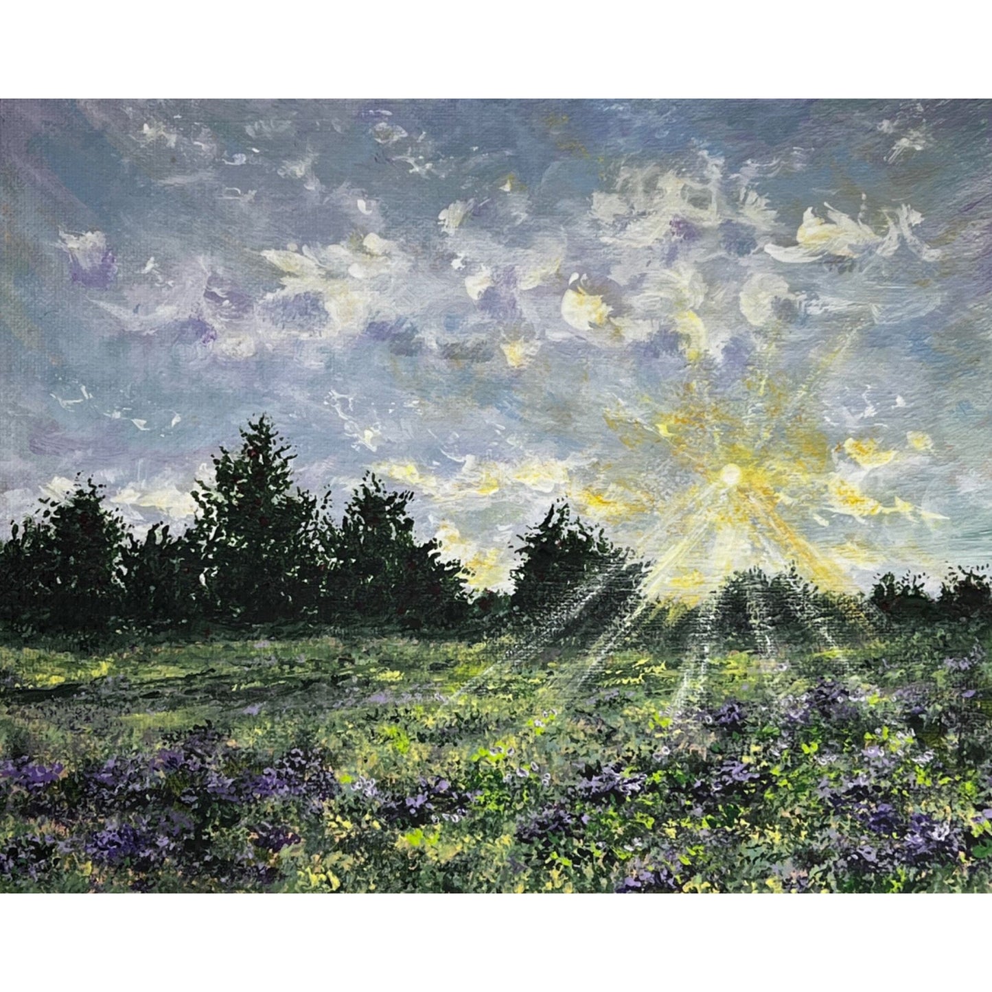 Field Of Light 8" x 10" Original Acrylic Landscape Painting Unframed Artwork