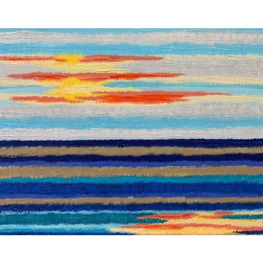 Abstract Ocean Seascape Original Acrylic Painting With Beautiful Colors, Artist Signed, 8 x 10, Unframed