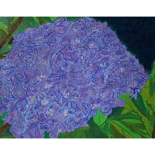 Purple Hydrangea Flower, Floral, Original Painting, 8" x 10", Signed